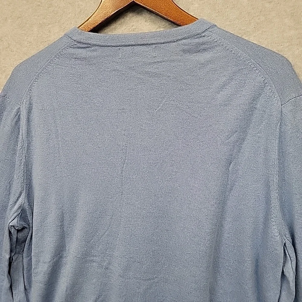 BANANA REPUBLIC Lt Blue Silk Cotton Cashmere Sweater V-Neck Luxury Blend Mens XL